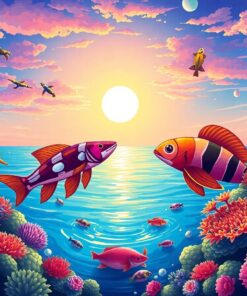 Sunlit Coastal Marine Life Paint By Numbers