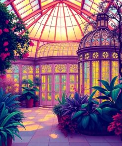 Sunlit Conservatory Timepiece Paint By Numbers
