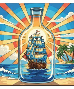 Sunlit Equatorial Ship Bottle Paint By Numbers