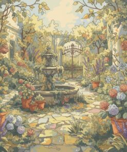 Sunlit Faded Courtyard Flora Paint By Numbers
