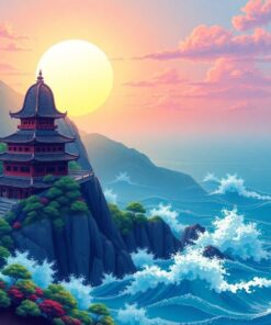 Sunlit Feudal Ocean Peak Paint By Numbers