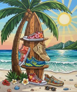 Sunlit Hawaiian Sneaker Display Paint By Numbers