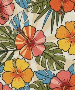 Sunlit Hibiscus Midcentury Textile Paint By Numbers