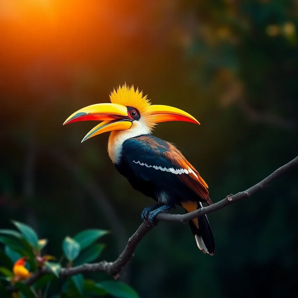 completed artwork display Sunlit Hornbill Perch paint by numbers