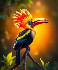 Sunlit Hornbill Perch Paint By Numbers