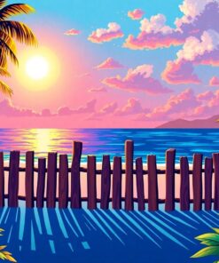 Sunlit Island Fence Post Paint By Numbers