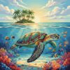 Sunlit Island Sea Turtle Paint By Numbers