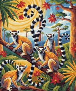 Sunlit Madagascar Ringtails Paint By Numbers