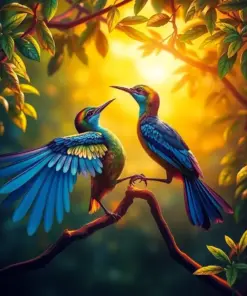 Sunlit Manakin Courtship Dance Paint By Numbers