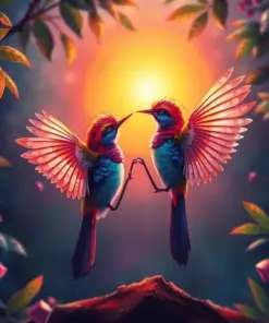 Sunlit Manakin Courtship Dance paint by numbers