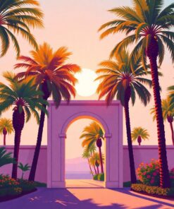 Sunlit Palms Arching Gates Paint By Numbers