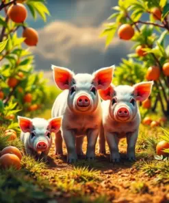 Sunlit Papaya Orchard Piglets paint by numbers