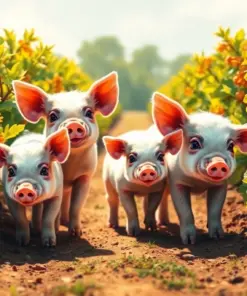 Sunlit Papaya Orchard Piglets paint by numbers