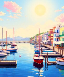 Sunlit Pastel Hellenic Docks Paint By Numbers
