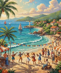 Sunlit Realistic Coastal Festival Paint By Numbers