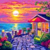 Sunlit Retro Seaside Retreat Paint By Numbers