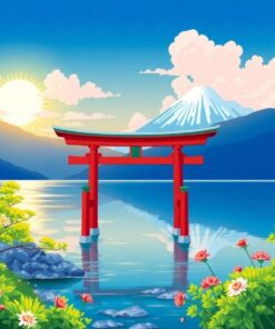 Sunlit Shoals Woodblock Gate Paint By Numbers