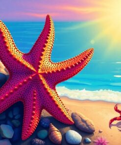 Sunlit Starfish And Crab Paint By Numbers