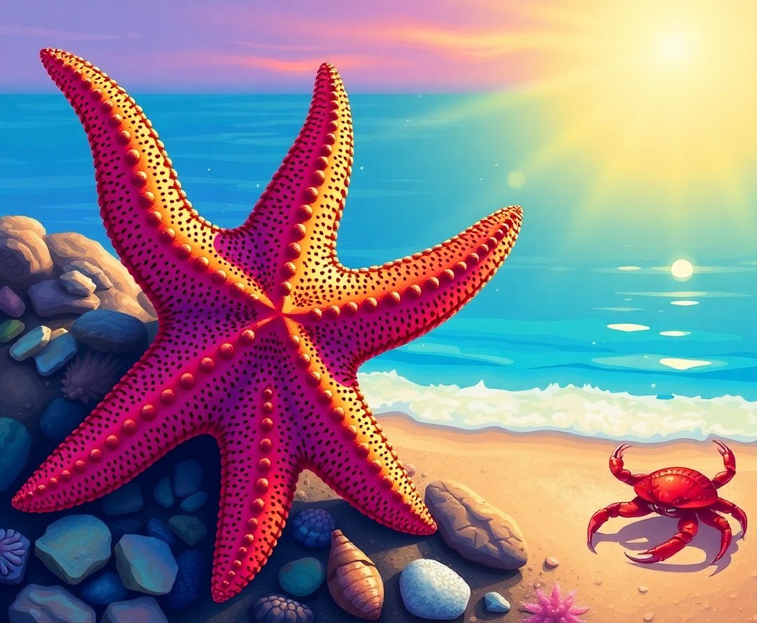 sunlit-starfish-and-crab-paint-by-numbers-kit-wildlife-art