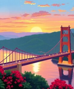 Sunlit Suspension Bridge Trade Paint By Numbers
