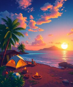 Tropical Campsite Paint Numbers