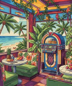 Sunlit Tropical Diner Jukebox Paint By Numbers