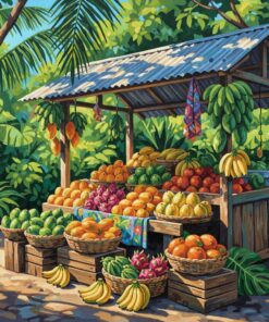 Sunlit Tropical Fruit Stand Paint By Numbers