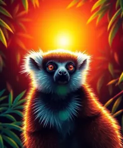 Sunlit Tropical Lemur Paint by Numbers