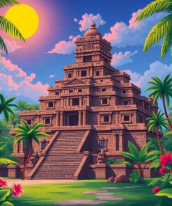 Sunlit Tropical Maya Temple Paint By Numbers