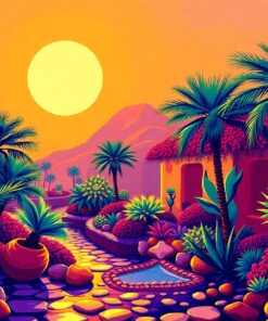 Sunlit Tropical Oasis Dates Paint By Numbers