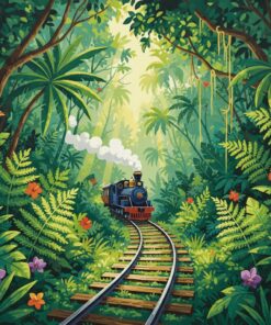 Sunlit Tropical Railway Ferns Paint By Numbers