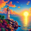 Sunlit Tropical Reef Lighthouse Paint By Numbers