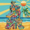 Sunlit Tropical Shoe Tower Paint By Numbers