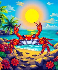 Sunlit Tropical Shoreline Crab Paint By Numbers