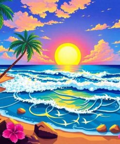 Sunlit Tropical Surf Wood Paint By Numbers