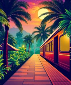 Sunlit Tropical Train Platform Paint By Numbers