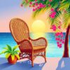Sunlit Tropical Wicker Chair Paint By Numbers