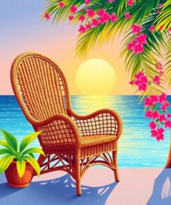 Sunlit Tropical Wicker Chair Paint By Numbers