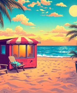 Sunlit Vintage Beach Radio Paint By Numbers