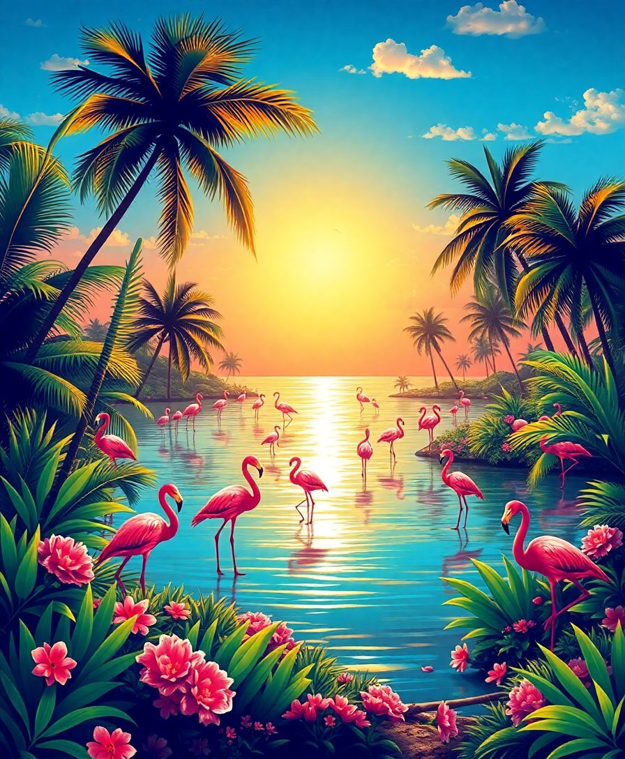 Flamingo Estuary Paint Numbers Flamingo Estuary Paint Numbers