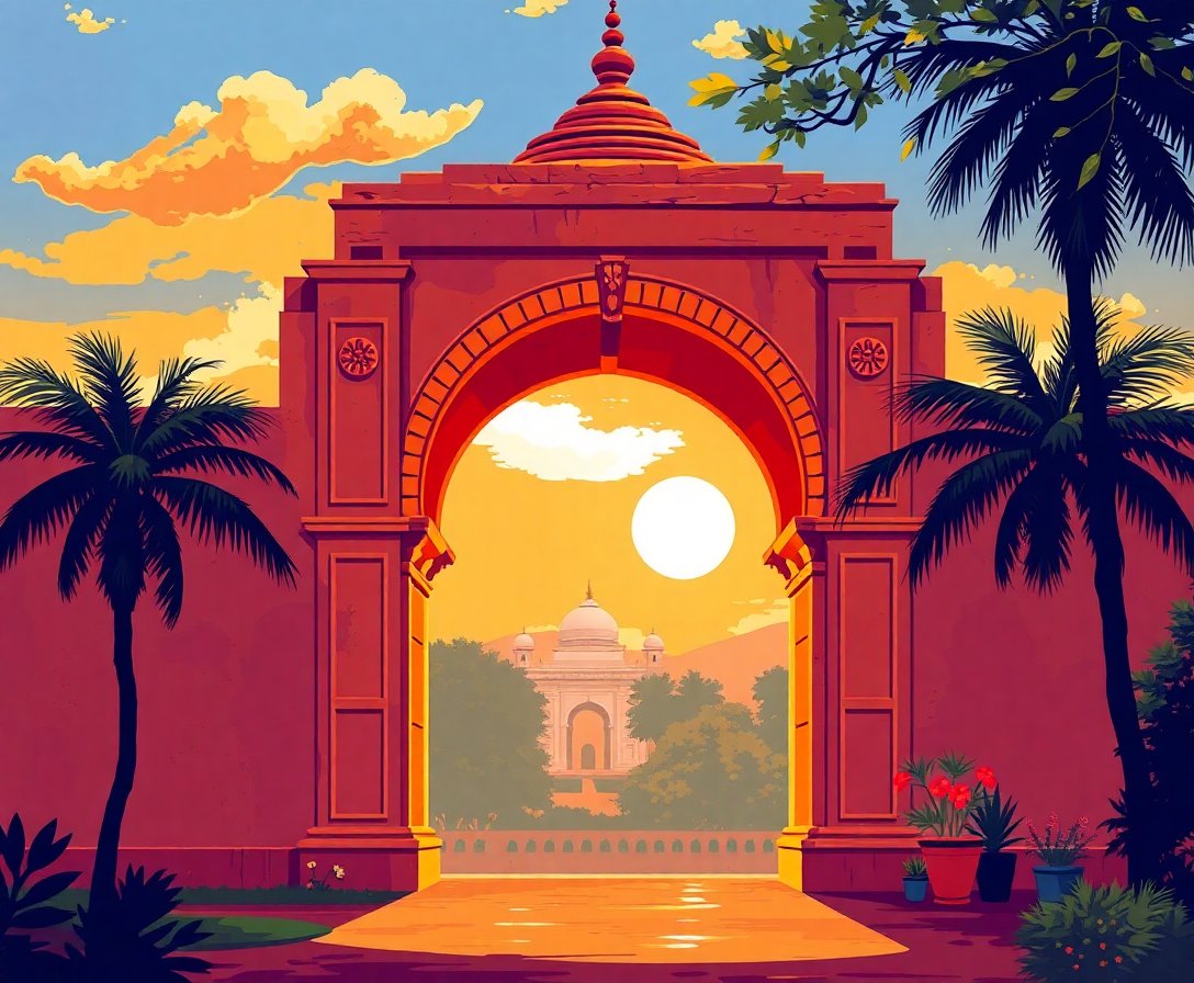 Sunlit Vintage Indian Arch Paint By Numbers Kit | Heritage Art completed