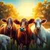 Sunlit Vintage Pasture Animals paint by numbers