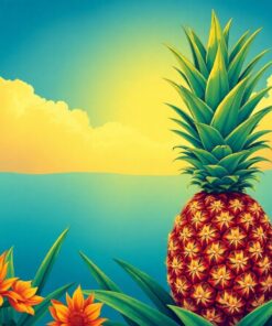Sunlit Vintage Pineapple Mural Paint By Numbers