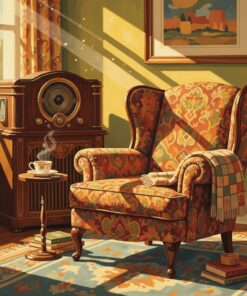 Sunlit Vintage Radio Chair Paint By Numbers