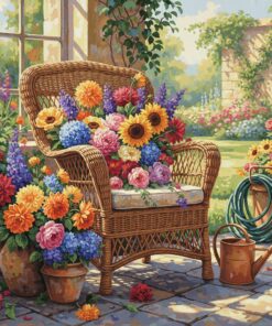 Sunlit Vintage Wicker Bloom Paint By Numbers