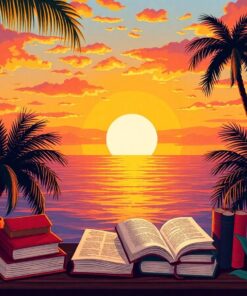 Sunset Books And Palms Paint By Numbers