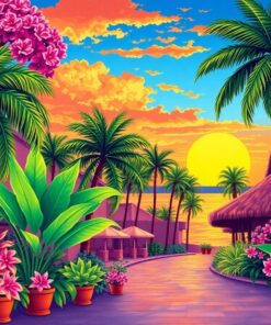 Sunset Boulevard Tropical Screen Paint By Numbers