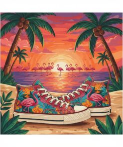Sunset Flamingo Vintage Sneakers Paint By Numbers