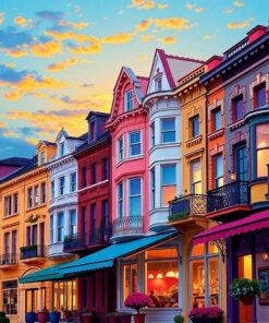 Sunset Hitting Vintage Facades Paint By Numbers