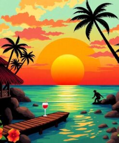Sunset Island Rum Pour Paint By Numbers